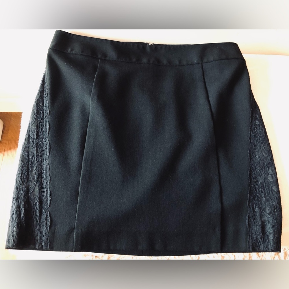 Express Elegant Black Lace Trim Skirt